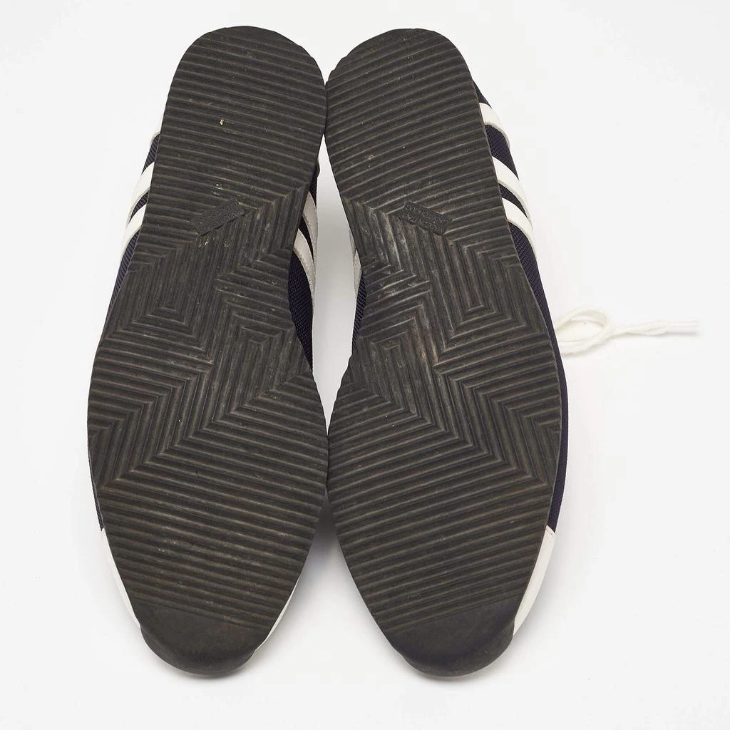 Hermes Navy Blue/White Leather And Canvas Tie Break Low Top Sneakers Size 41  商品