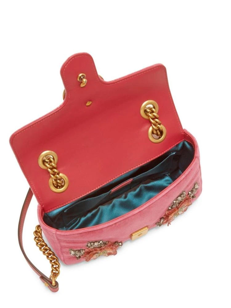 商品Gucci|GG Marmont Mini Embroidered Velvet Chain Shoulder Bag,价格¥21737,第2张图片详细描述