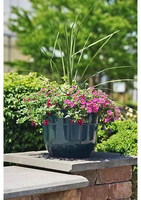 商品Garden Elements|Elements Garden Elements Glazed Brushed Happy Large Plastic Planter Dark Teal 15 Inch,价格¥196,第5张图片详细描述