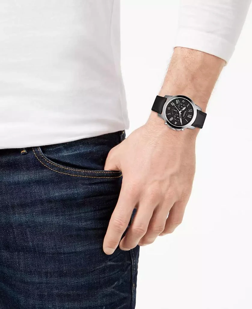 商品Fossil|Men's Chronograph Grant Black Leather Strap Watch 44mm FS4812,价格¥1212,第3张图片详细描述