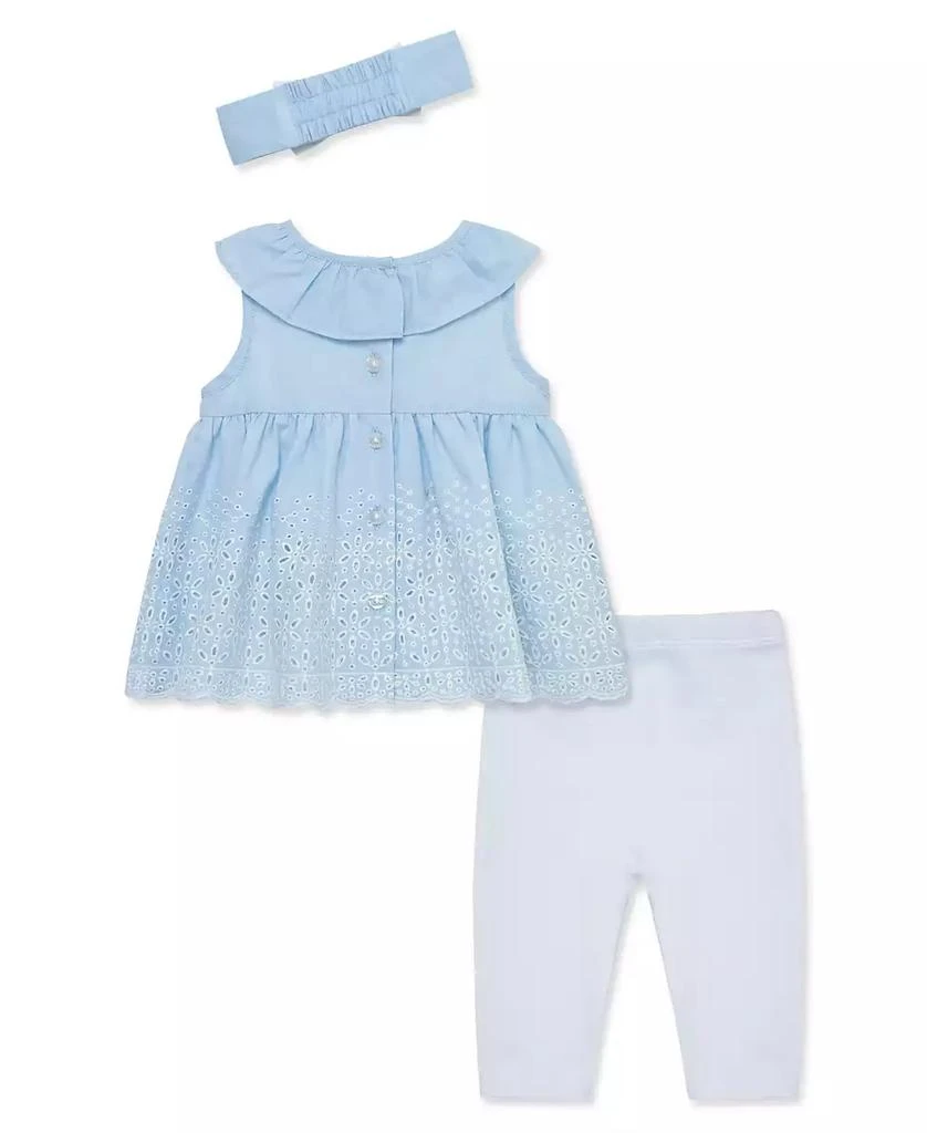 商品Little Me|Baby Girls Chambray Eyelet Set with Headband,价格¥180,第2张图片详细描述