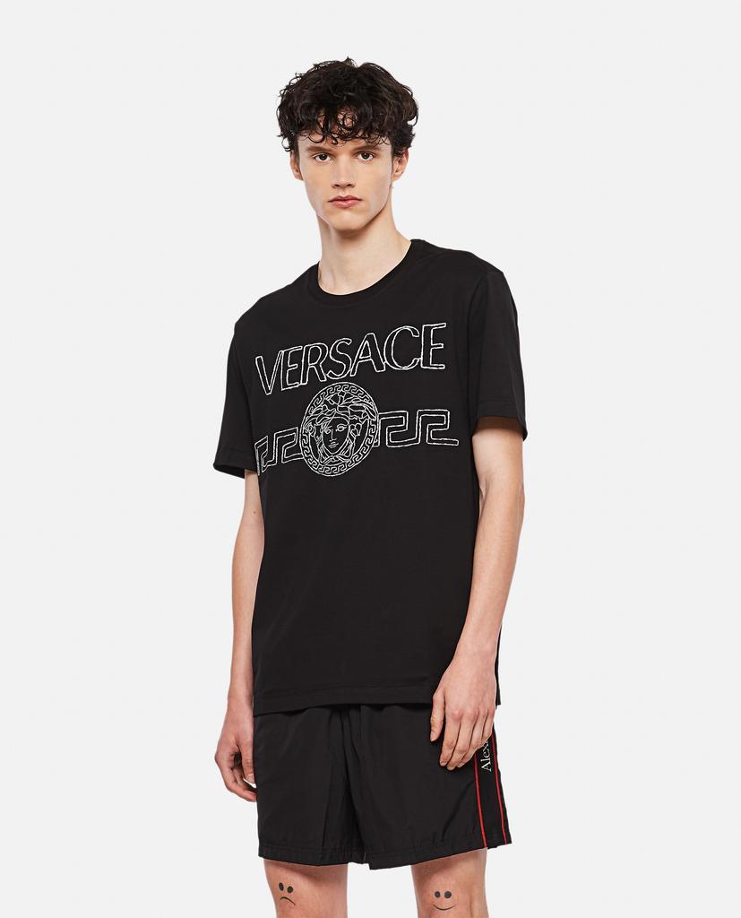 商品Versace|EMBROIDERY COTTON JERSEY T-SHIRT,价格¥2220,第1张图片