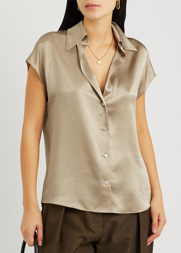 商品Vince|Sand silk-satin shirt,价格¥2810,第4张图片详细描述