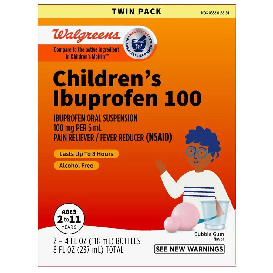 商品Walgreens|Children's Ibuprofen Oral Suspension 100 mg Bubble Gum,价格¥90,第1张图片