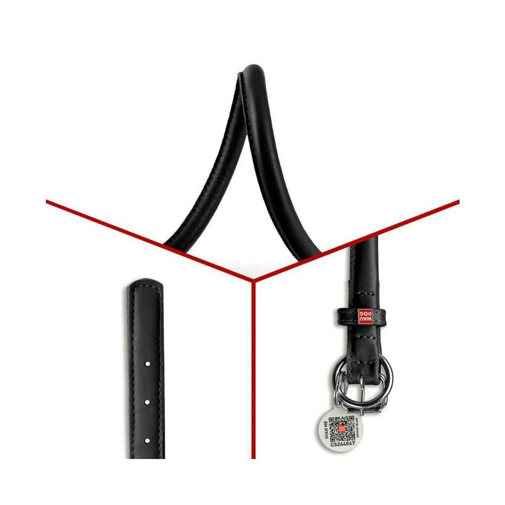 商品Waudog|Glamour genuine leather dog collar with QR passport, rolled,价格¥112,第2张图片详细描述