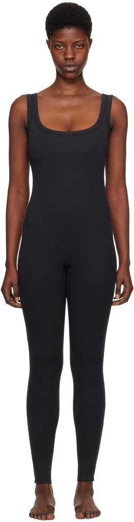 商品SKIMS|Black Cotton Rib Tank Catsuit Jumpsuit,价格¥671,第1张图片