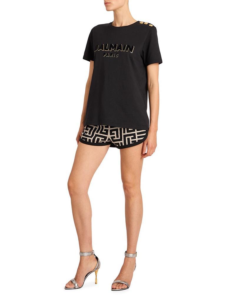 商品Balmain|Button & Velvet-Logo T-Shirt,价格¥4884,第4张图片详细描述