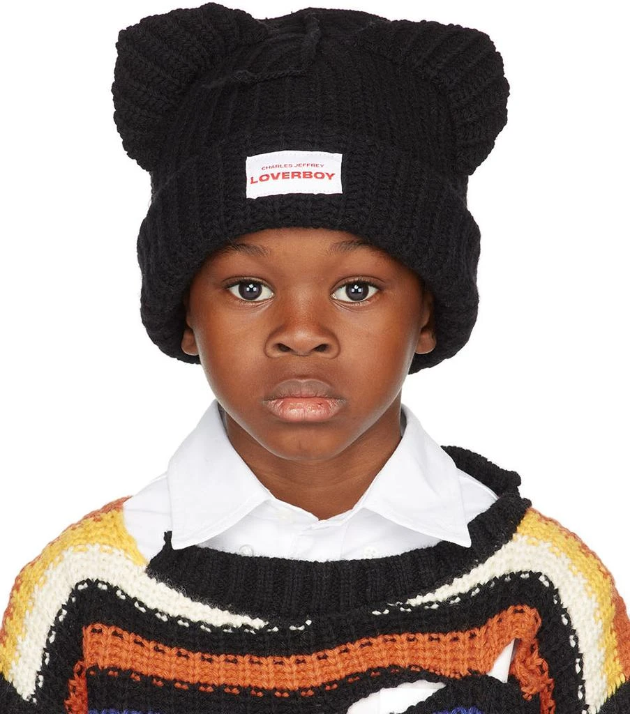 商品Charles Jeffrey Loverboy|SSENSE Exclusive Kids Black Chunky Ears Beanie,价格¥902,第1张图片