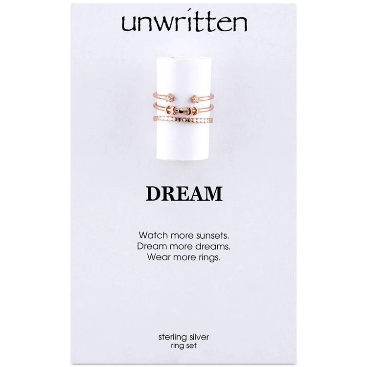 商品Unwritten|3-Pc. Cubic Zirconia Stack Ring in Rose Gold Flashed Sterling Silver,价格¥113,第2张图片详细描述