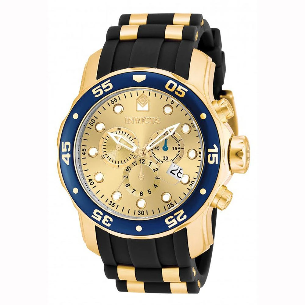 商品Invicta|Invicta Men's Chronograph Watch - Pro Diver Steel & Polyurethane Strap Champagne Dial,价格¥693,第1张图片