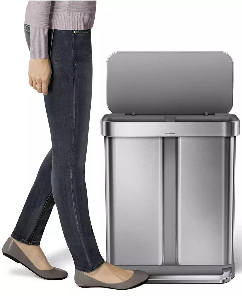 商品simplehuman|Brushed Stainless Steel 58L Dual Compartment  Recycler,价格¥1495,第3张图片详细描述