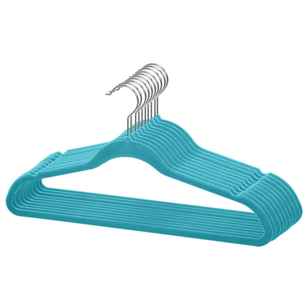商品Home Basics|Home Basics 10 Piece Velvet Hanger, Turquoise,价格¥119,第1张图片
