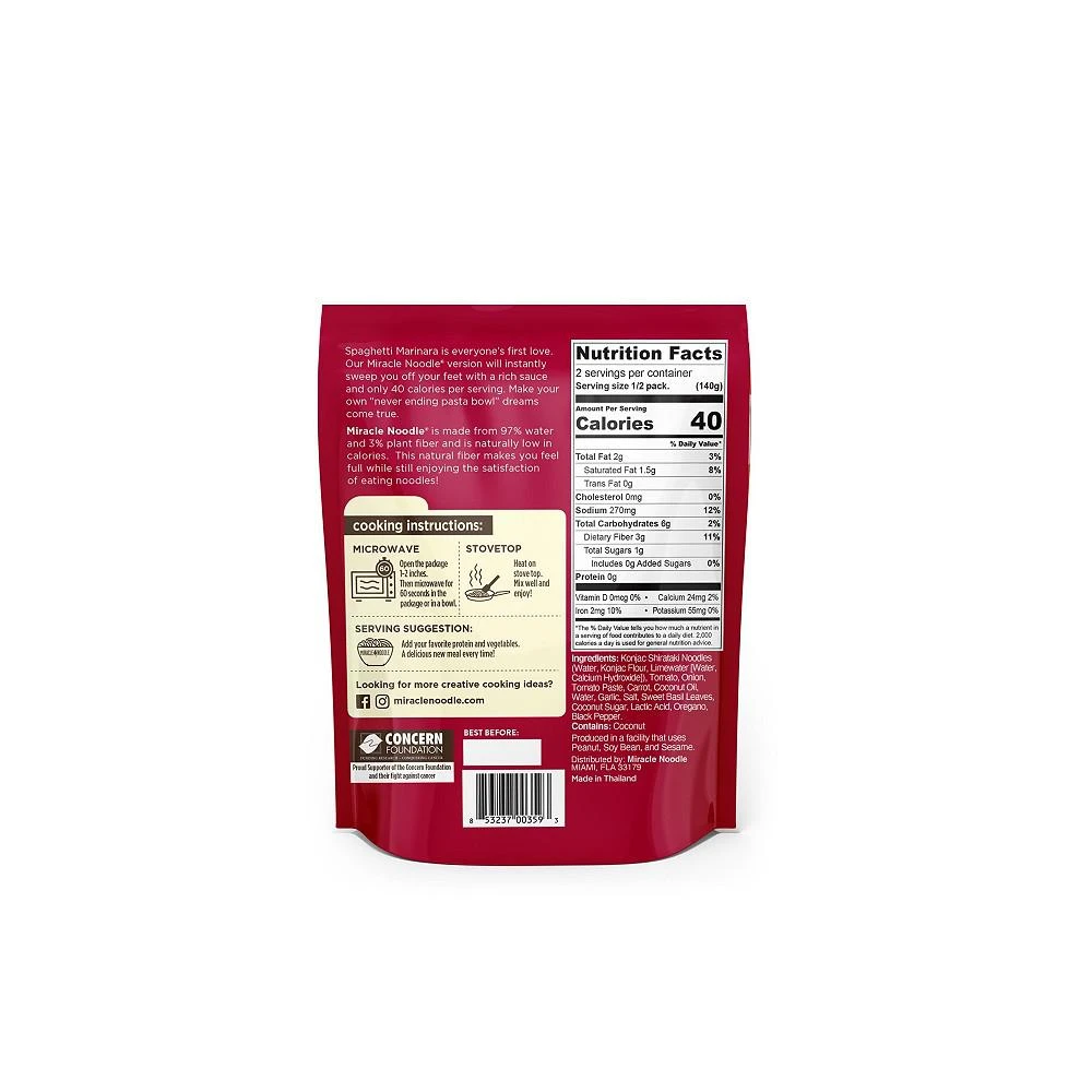 商品Miracle Noodle|Ready-to-Eat Spaghetti Marinara (with Tomato Sauce)  9.9 oz (Pack of 6),价格¥268,第2张图片详细描述