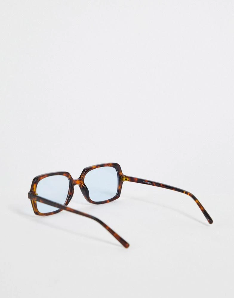 商品ASOS|ASOS DESIGN square sunglasses in tortoiseshell with blue lens,价格¥45,第4张图片详细描述