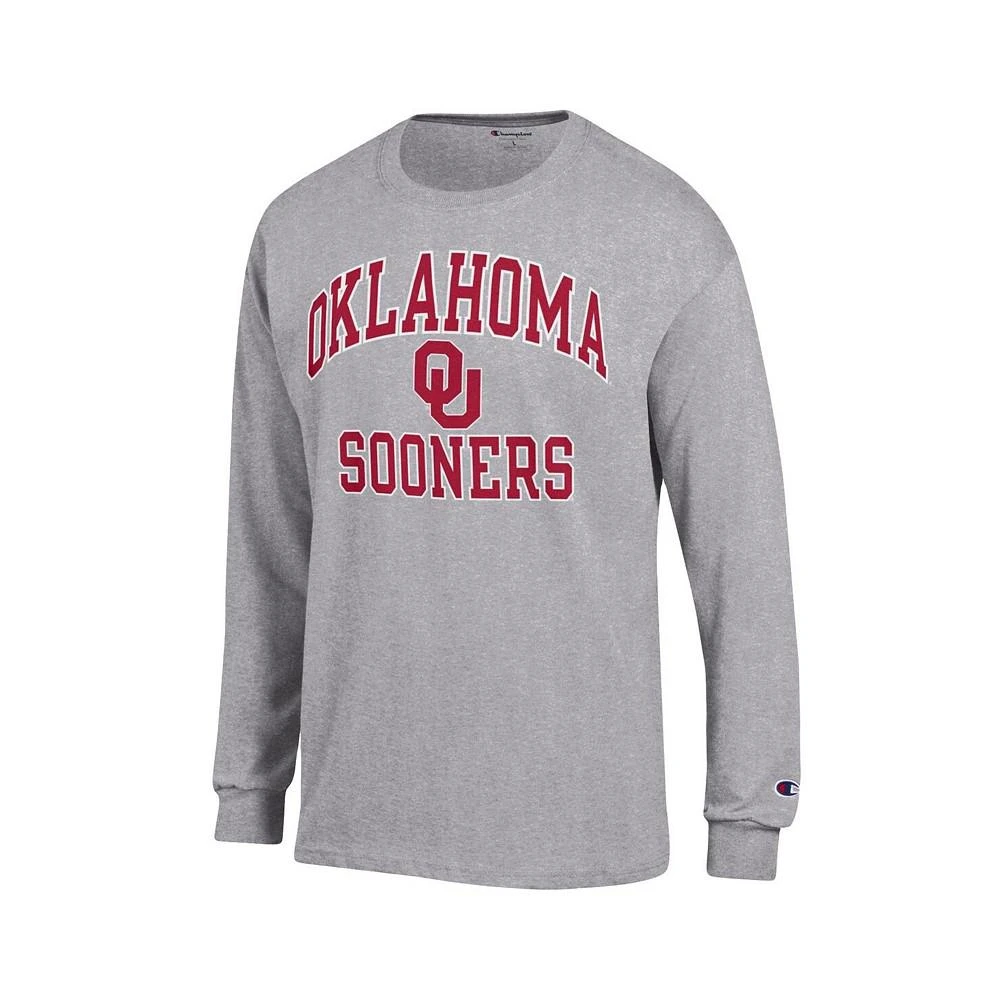 商品CHAMPION|Men's Heather Gray Oklahoma Sooners High Motor Long Sleeve T-shirt,价格¥236,第3张图片详细描述
