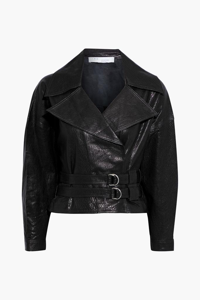 Isba cropped textured-leather biker jacket商品第1张图片规格展示
