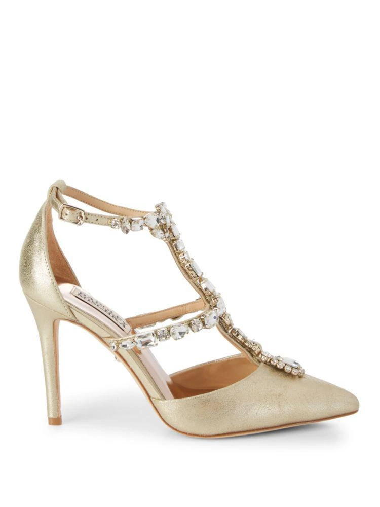 商品Badgley Mischka|Warner Embellished Leather Stiletto Pumps,价格¥2091,第5张图片详细描述