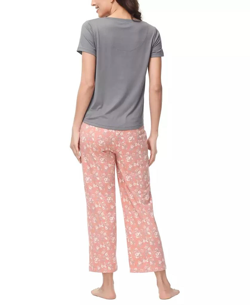 商品INK+IVY|Women's 2 Piece Short Sleeve Top with Cropped Wide Leg Pants Pajama Set,价格¥303,第2张图片详细描述