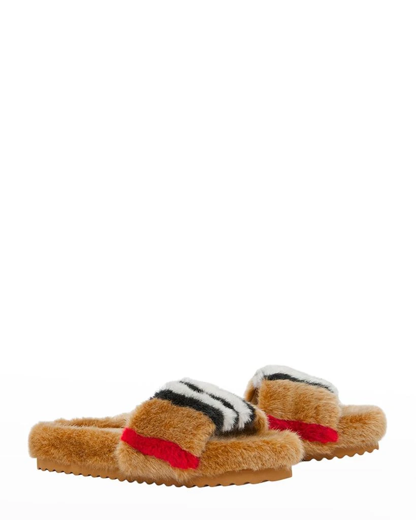 商品Burberry|Kid's Hockley Icon Stripe Faux Fur Slides, Size Kid/Toddlers,价格¥1571,第2张图片详细描述