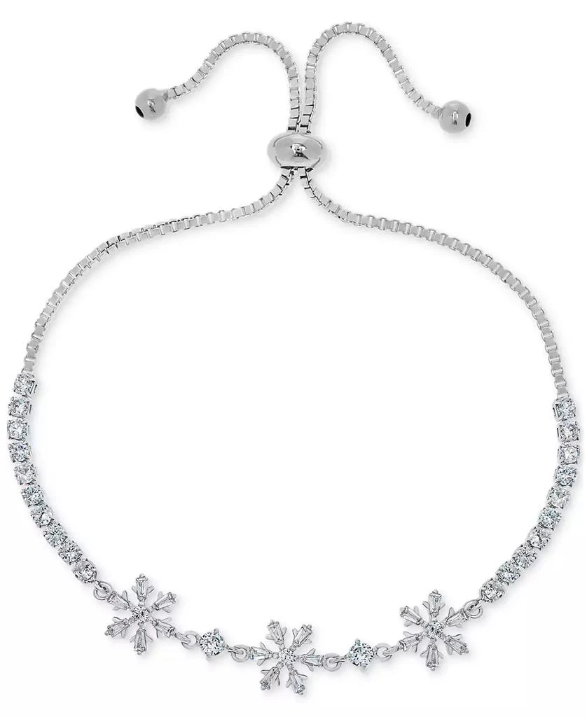 商品Macy's|Lab-Grown White Sapphire Snowflake Bolo Bracelet (1/2 ct. t.w.) in Sterling Silver,价格¥225,第1张图片