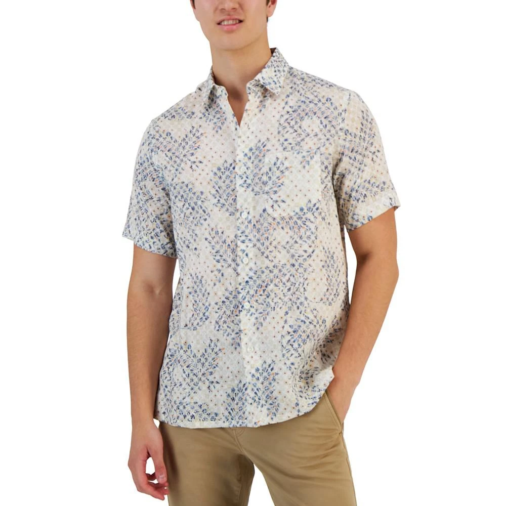 商品Club Room|Men's Assertta Leaf Print Linen Short-Sleeve Shirt, Created for Macy's,价格¥124,第1张图片