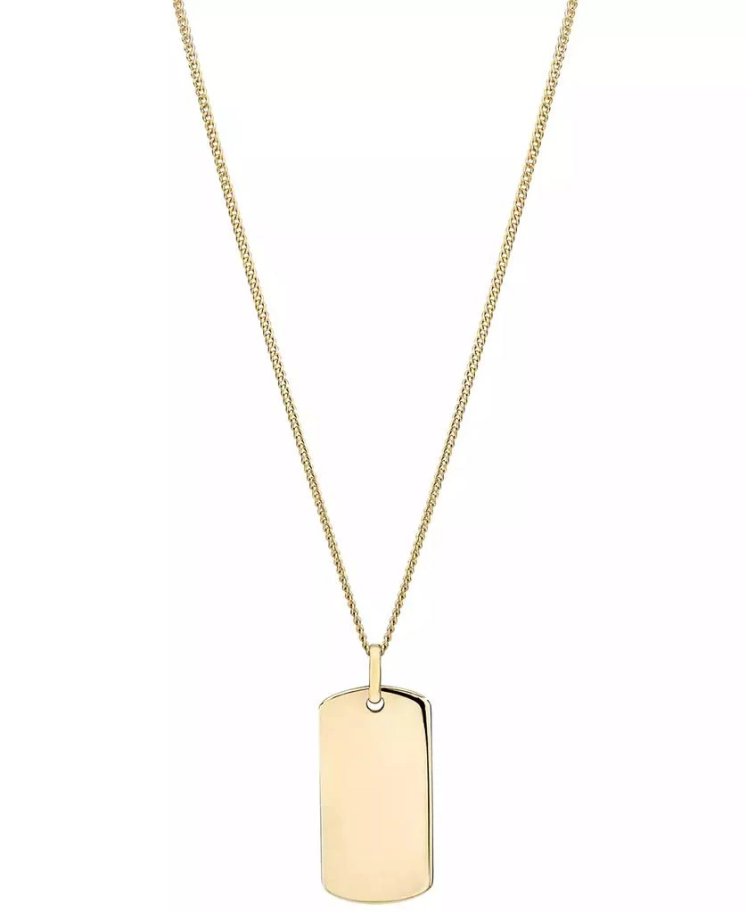 商品Macy's|Polished ID Tag Pendant 18" Curb Link Chain Necklace in 10k Yellow Gold,价格¥2004,第1张图片