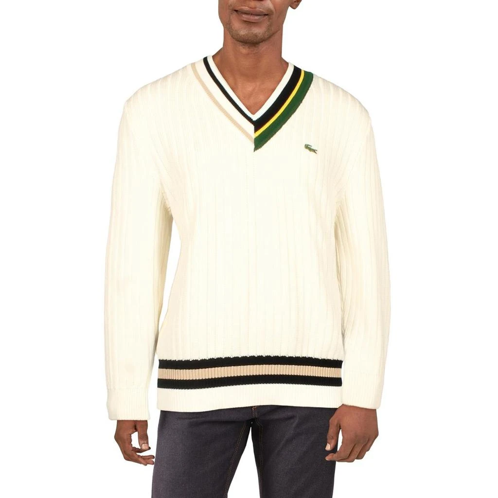 商品Lacoste|Lacoste Mens Cotton Contrast Trim Pullover Sweater,价格¥581,第1张图片