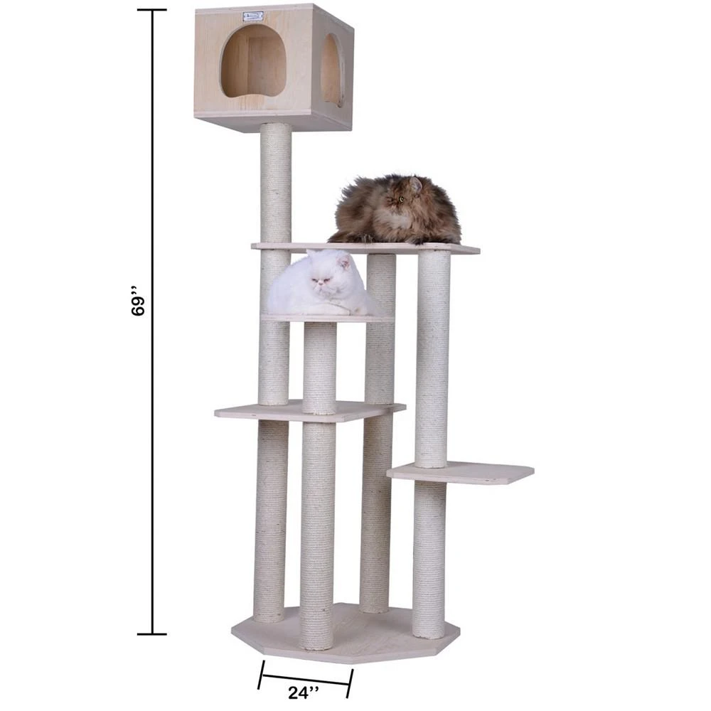 69" Real Wood Premium Scots Pine, 5-Level Cat Tree With Perch & Condo 商品