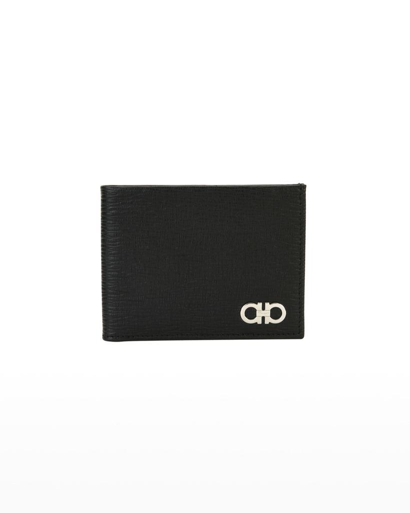 商品Salvatore Ferragamo|Men's Revival Gancini Bi-Fold Leather Wallet, Black/Red,价格¥3330,第1张图片