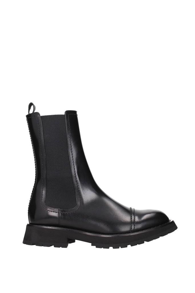 商品Alexander McQueen|Ankle Boot Leather Black,价格¥4207,第1张图片