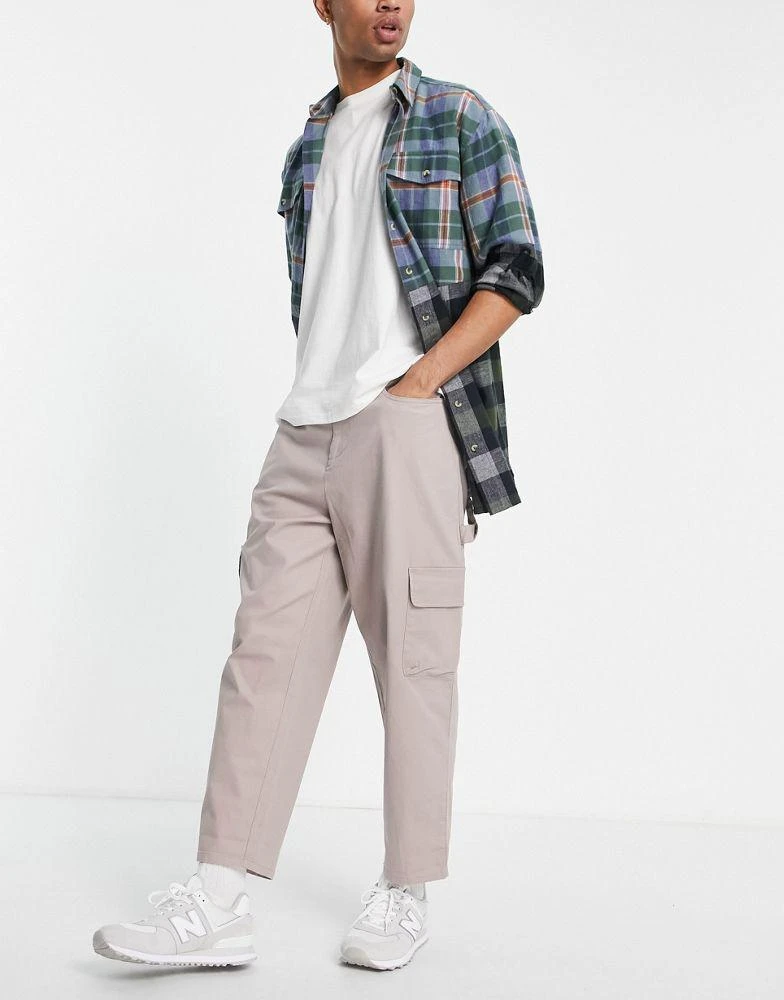 商品ASOS|ASOS DESIGN carpenter wide leg trousers in beige ,价格¥136,第2张图片详细描述