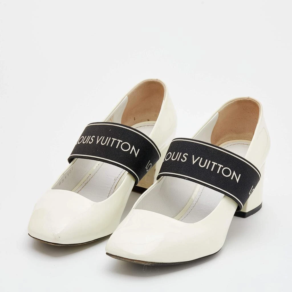 商品[二手商品] Louis Vuitton|Louis Vuitton White Patent Leather Block Heel Pumps Size 36.5,价格¥3317,第2张图片详细描述