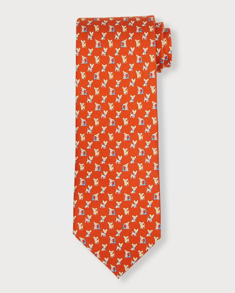 商品Salvatore Ferragamo|Men's 4-Ron Puppy Print Silk Tie,价格¥910,第1张图片