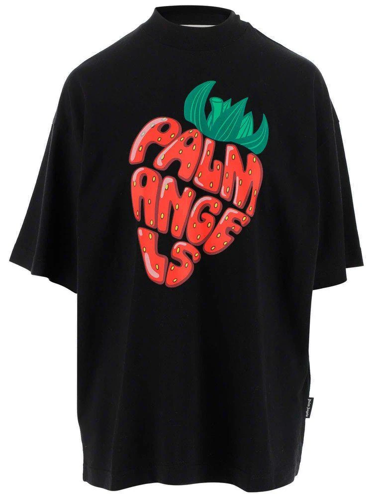 商品Palm Angels|Palm Angels Strawberry Logo Printed Crewneck T-Shirt,价格¥1292,第1张图片