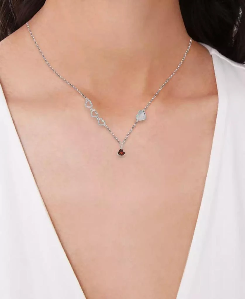 商品Macy's|Garnet (1/2 ct. t.w.) & Mother of Pearl Heart 18" Pendant Necklace in Stering Silver,价格¥745,第2张图片详细描述