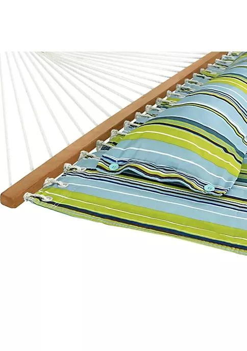 商品belk|Decor 2 Person Quilted Fabric Hammock With Steel Stand   Blue Green,价格¥1714,第3张图片详细描述