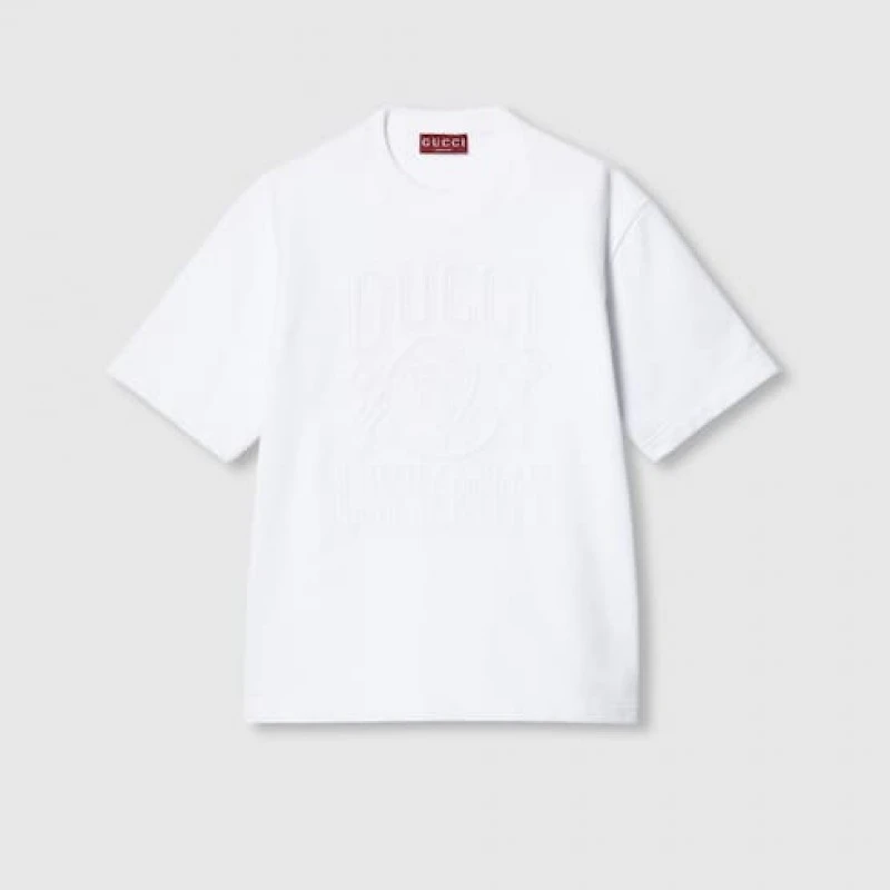 【预售3-5天】Gucci古驰男士白色的刺绣棉质平纹针织 T 恤 商品