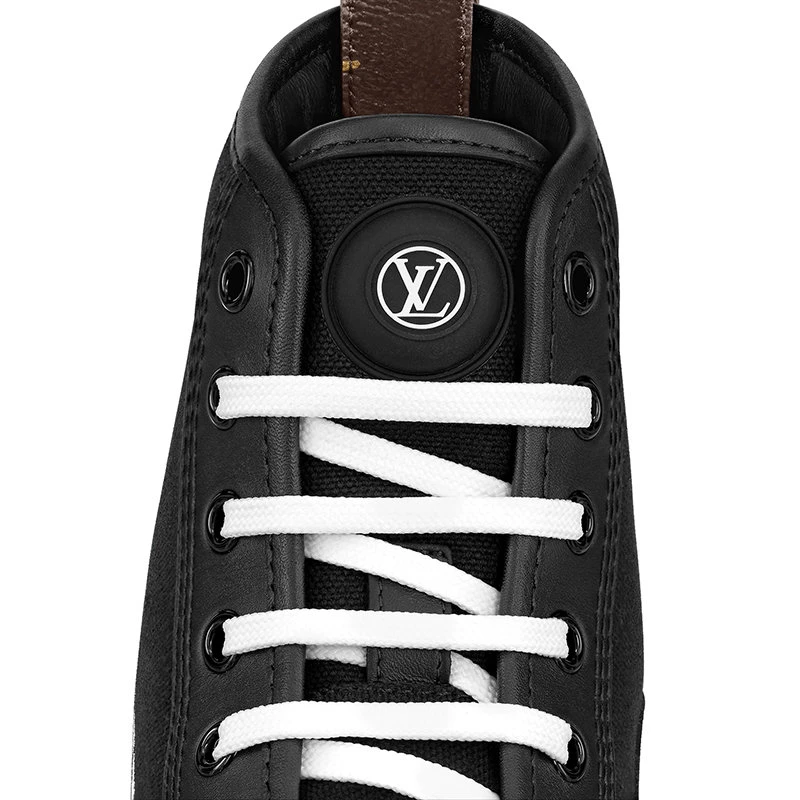 预订款1个月LouisVuitton/路易威登22年早春新款LVSQUAD系列女士黑色帆布拼小牛皮高帮运动鞋帆布鞋1A96EW 商品