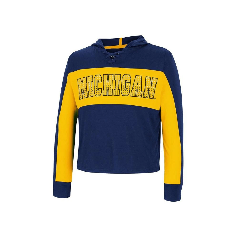 商品Colosseum|Girls Youth Navy Michigan Wolverines Galooks Hoodie Lace-Up Long Sleeve T-shirt,价格¥301,第3张图片详细描述