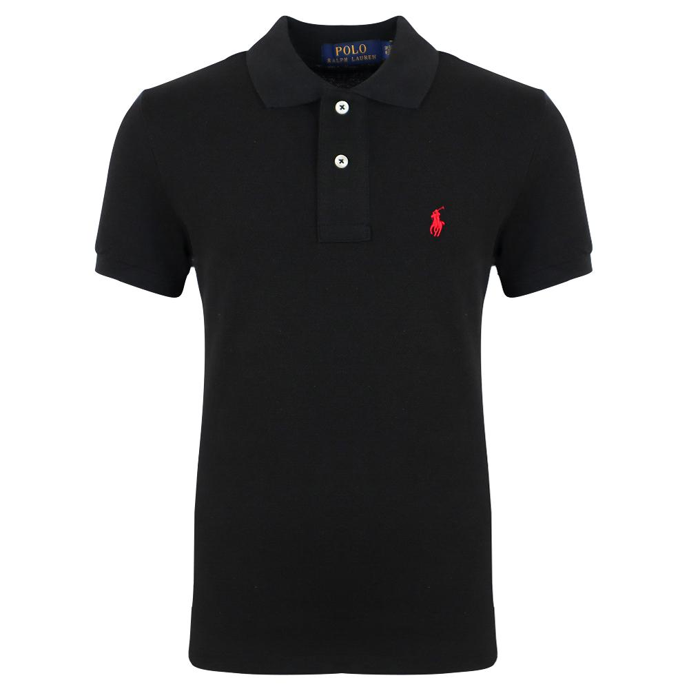 Black Custom Fit Short Sleeve Polo Shirt商品第1张图片规格展示