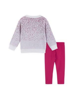 Little Girl's 2-Piece Speckled Sweater & Leggings Set商品第2张图片规格展示