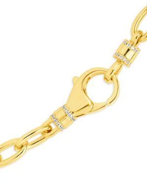 商品Sterling Forever|Lex 14K Goldplated & Cubic Zirconia Oval Link Chain Bracelet,价格¥277,第3张图片详细描述