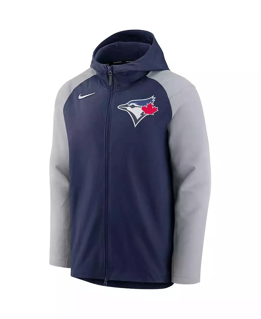 商品NIKE|Men's Navy, Gray Toronto Blue Jays Authentic Collection Performance Raglan Full-Zip Hoodie,价格¥927,第3张图片详细描述