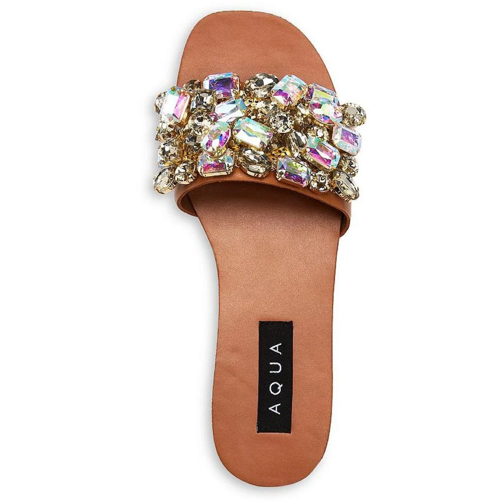 Aqua Womens Paris Rhinestone Flat Slide Sandals 商品