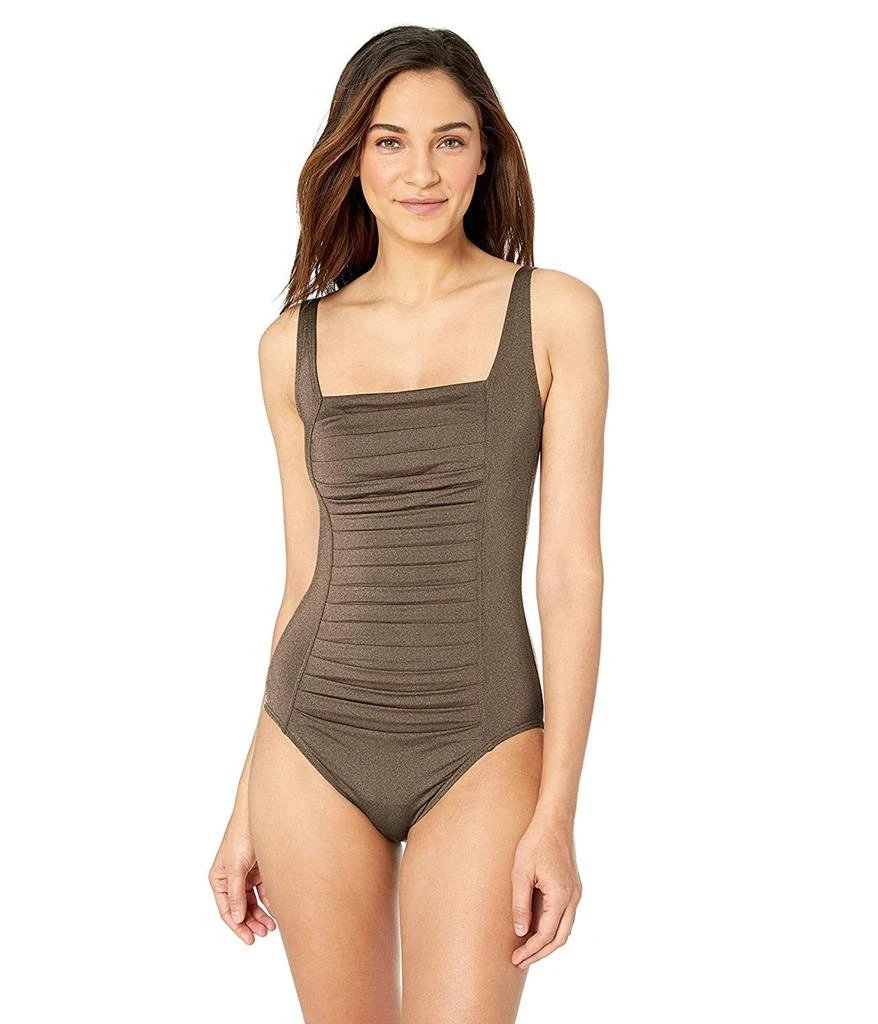 商品Calvin Klein|Pleated One Piece Swimsuit,价格¥544,第1张图片