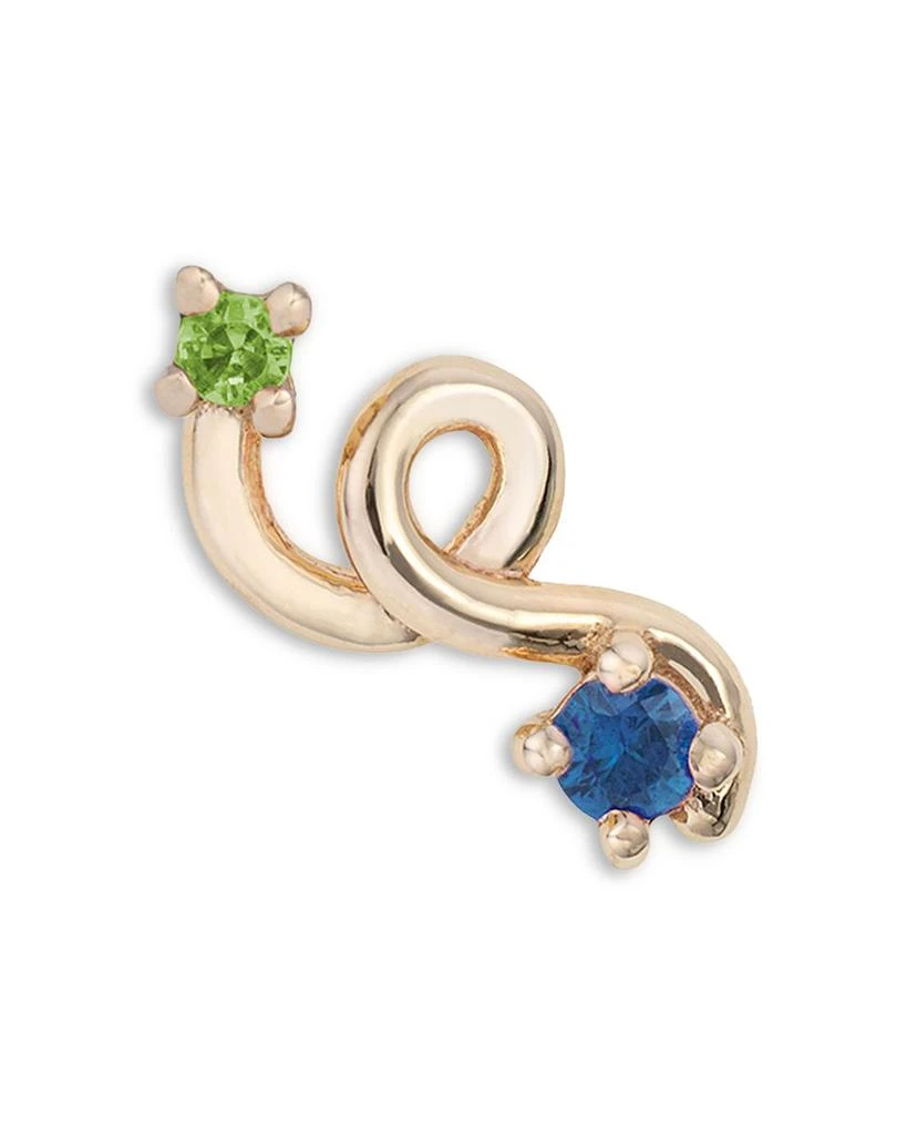 商品Bea Bongiasca|9K Yellow Gold Loop Tsavorite & Blue Sapphire Single Mini Stud Earring,价格¥3298,第1张图片