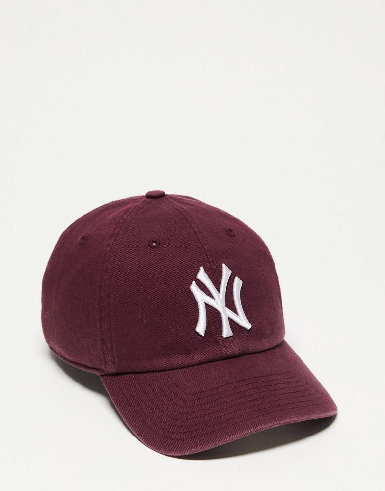47 Clean Up MLB NY Yankees unisex baseball cap in burgundy with garment wash商品第1张图片规格展示