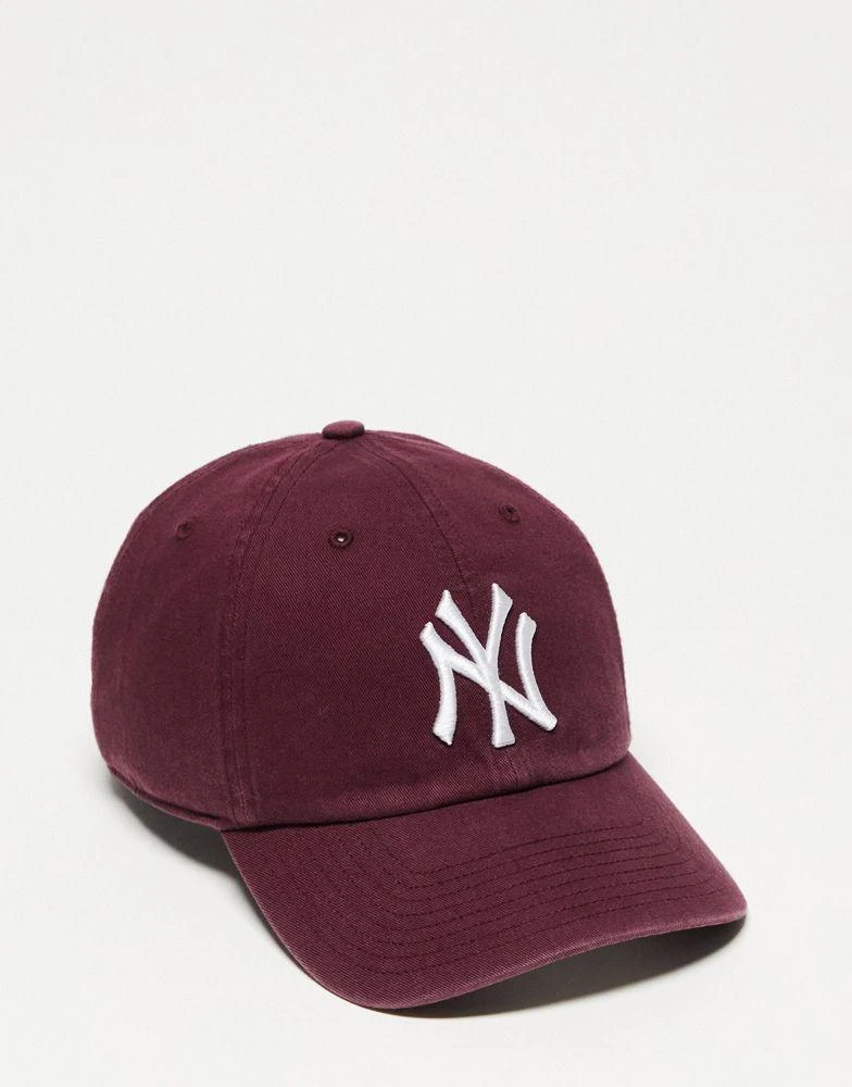 商品47 Brand|47 Clean Up MLB NY Yankees unisex baseball cap in burgundy with garment wash,价格¥215,第1张图片