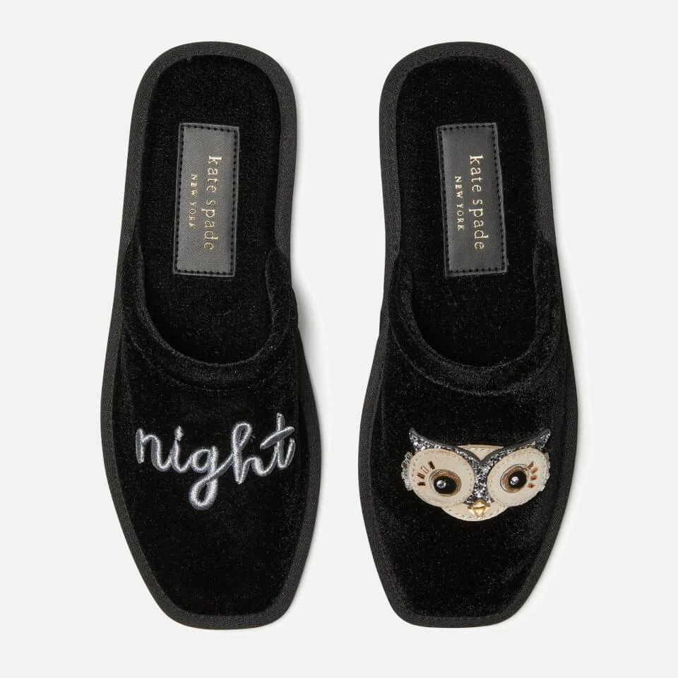 商品Kate Spade|KATE SPADE NEW YORK WOMEN'S HOO HOO VELVET SLIPPERS - BLACK,价格¥376,第2张图片详细描述