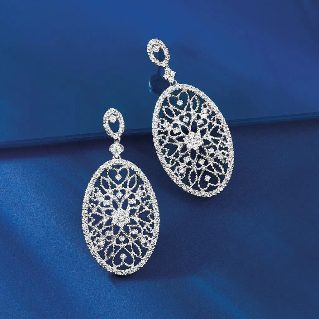 商品Ross-Simons|Ross-Simons Diamond Floral Filigree Drop Earrings in 14kt White Gold,价格¥9652,第3张图片详细描述